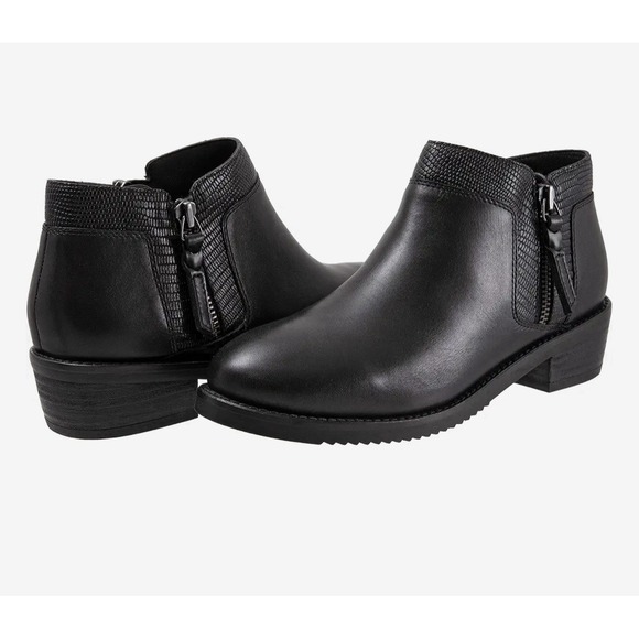 Softwalk Women's Rubi Black Lizard Leather Ankle Bootie Zip Size 9.5 N NWOB $159 - Picture 1 of 9